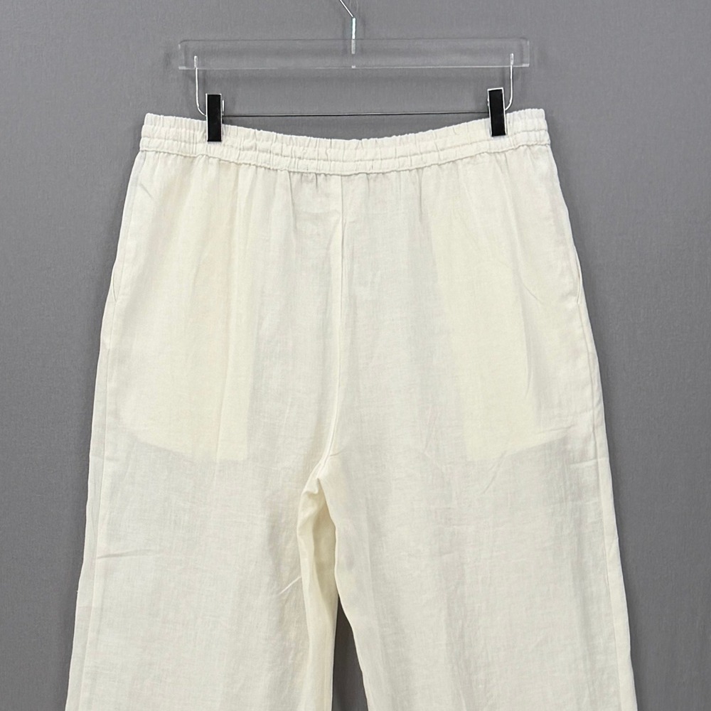ENZA COSTA Linen Resort Pants Women XL Undyed Off White Wide Leg Drawstring - Picture 7 of 16